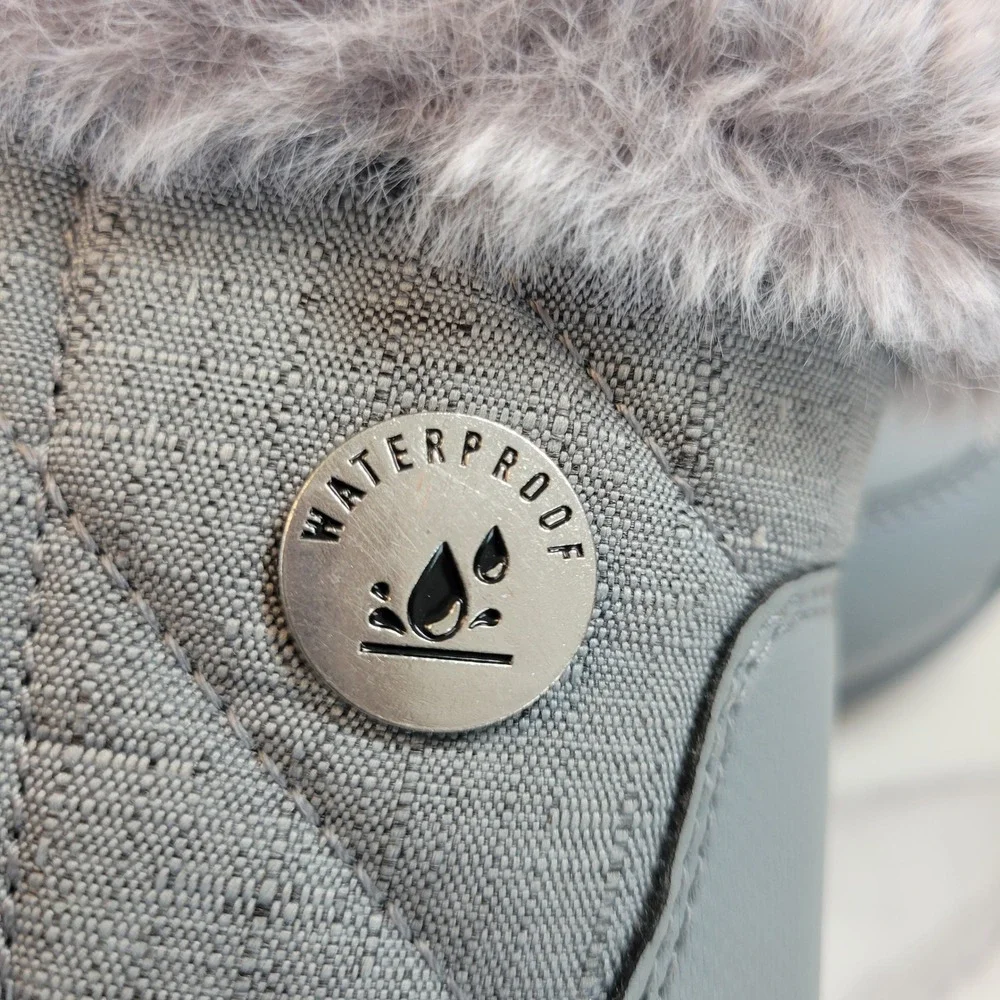 Skechers Trego Stormie Ankle Boot Grey Womens Size 8 Faux Fur Trim EUC